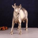 Pure Brass Large Cow Statue - Gomatha Idol | Elegant Spiritual Décor for Home, Temple & Office